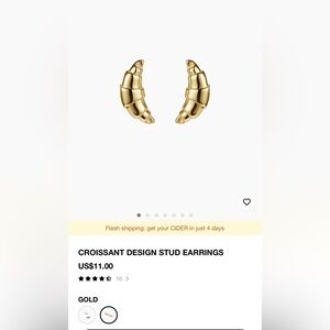 Brand new gold colored croissant earrings